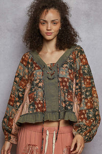 Flowing Bohemian Top with Adjustable Tie Front