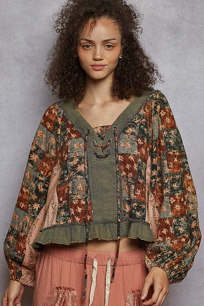 Flowing Bohemian Top with Adjustable Tie Front
