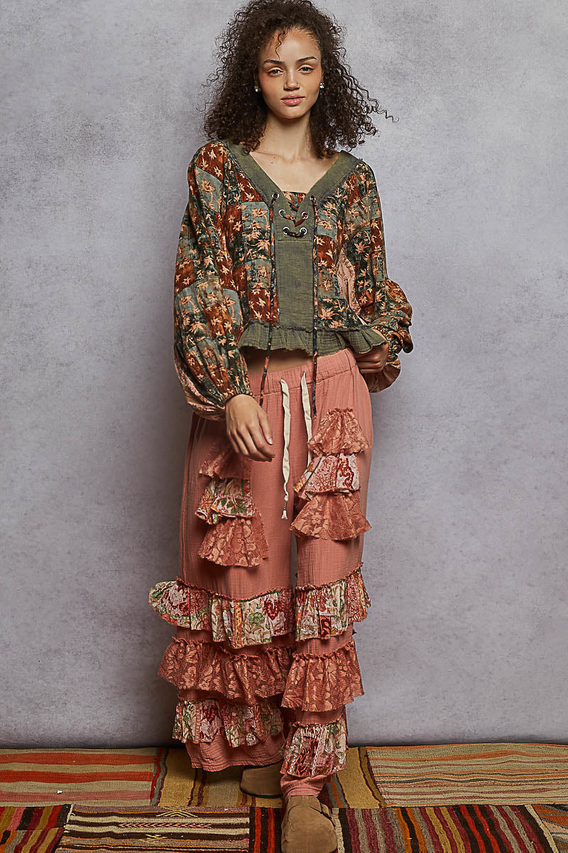 Flowing Bohemian Top with Adjustable Tie Front
