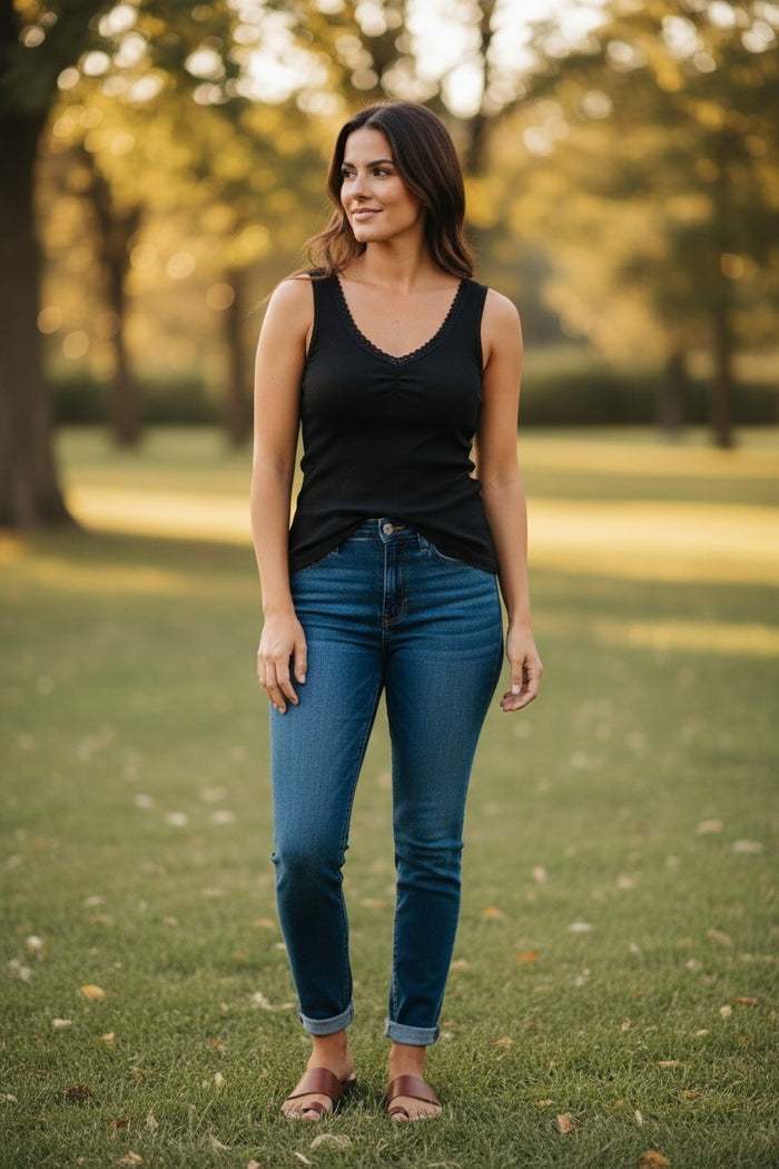 Black Cinch Bust Tank Top