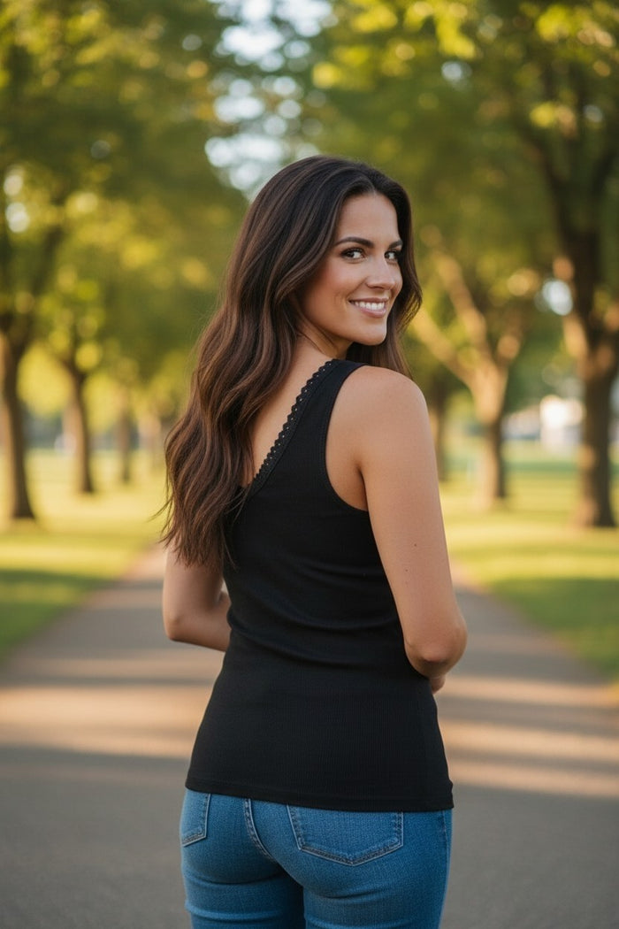 Black Cinch Bust Tank Top