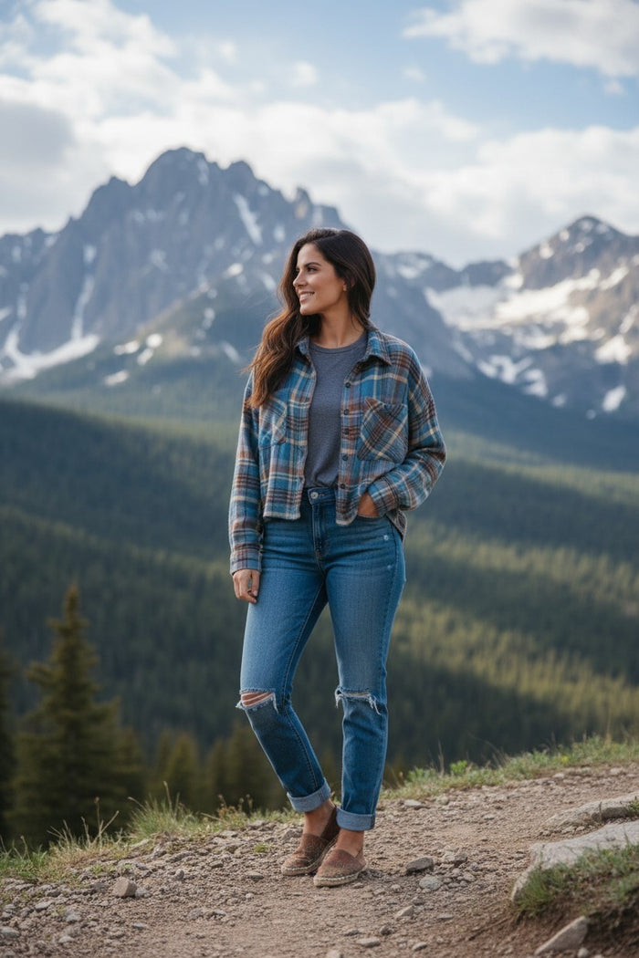Plaid Button Front Shacket