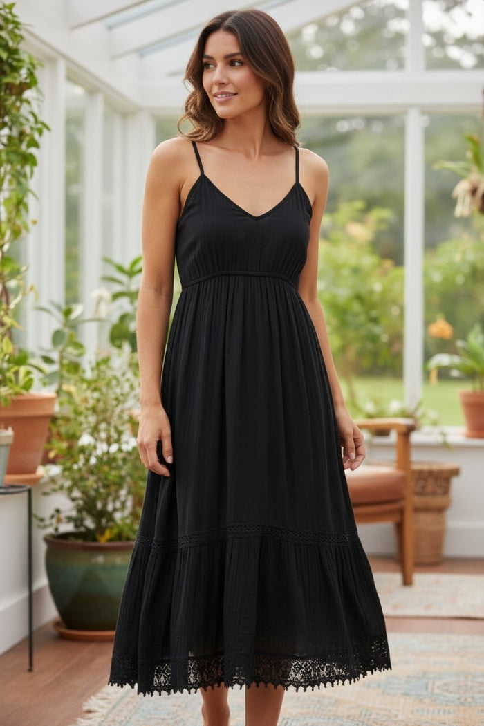 Lace Trim Maxi Dress