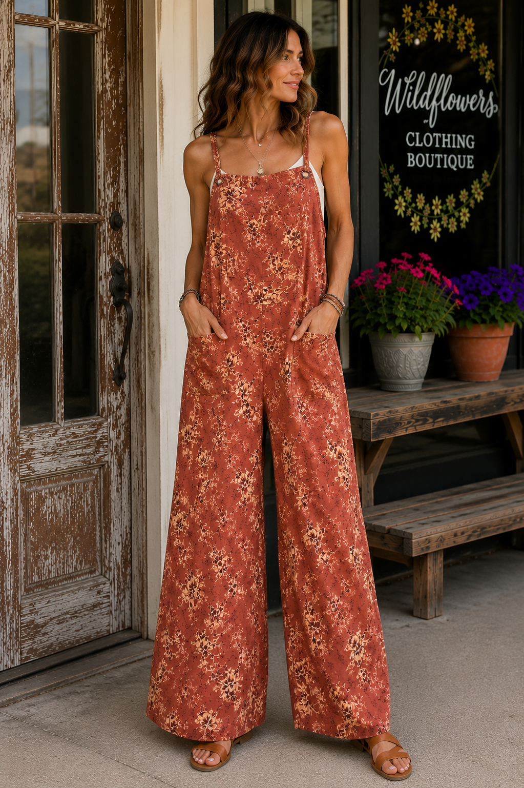Rust & Roses Jumpsuit 🌹🤎