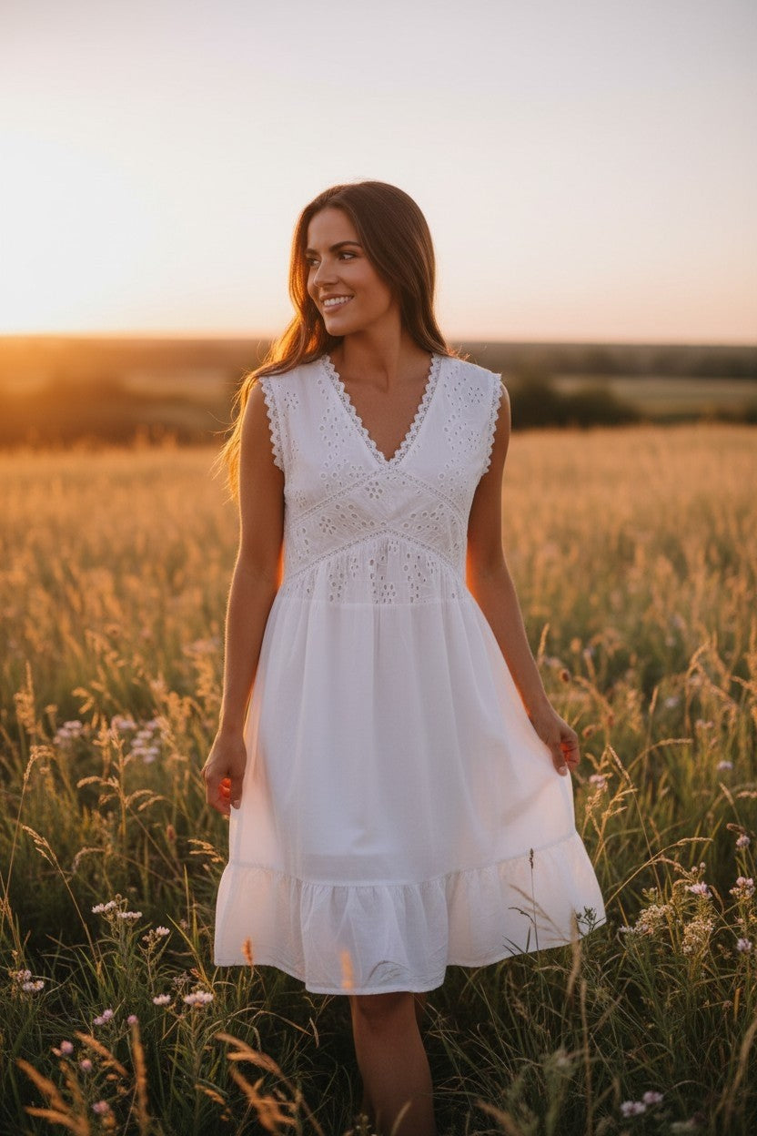 White Eyelet Summer Dress