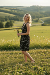Black Daisy Print Dress