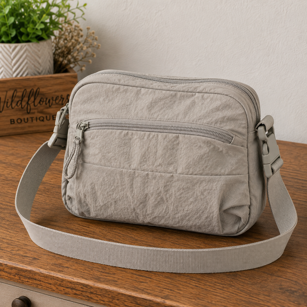 Crossbody Bag in Light Sage Color
