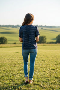Delicate Swiss Dot Lace Trim Shirt