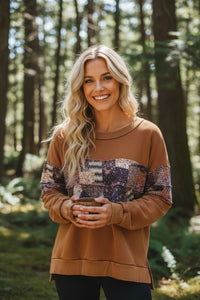 Mineral Washed Patchwork Sweatshirt