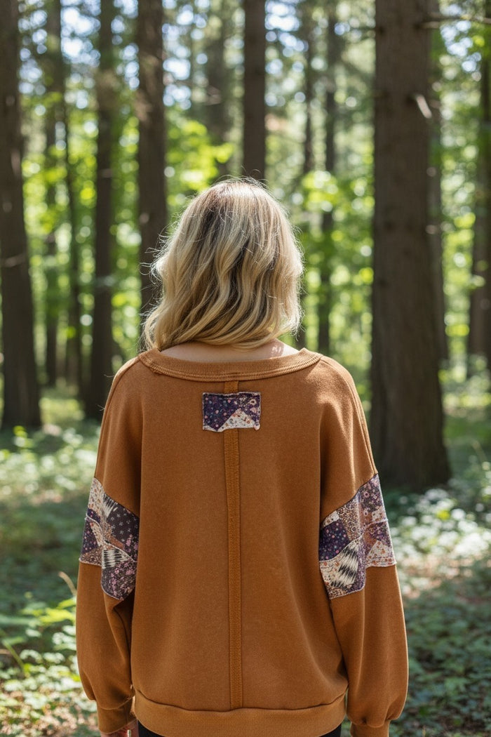 Mineral Washed Patchwork Sweatshirt