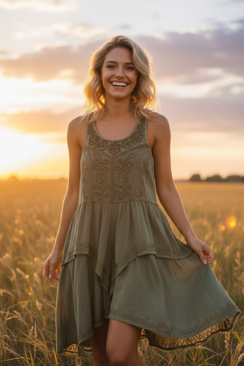 Elegant Boho Layered Dress