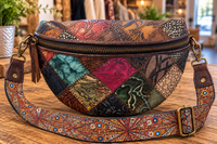 L'Artiste Leather Crossbody Purse in Berry Color Wave