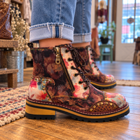 L'Artiste Rugup Flower Boot in Brown Multi