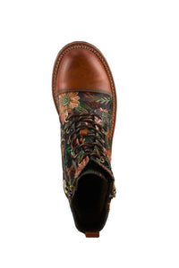 Top view of the flower boot Artiste Cordea Camel  on a white background