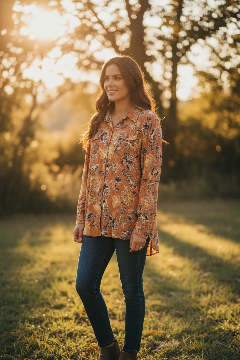 Hi Low Printed Top