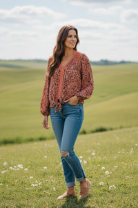Floral Top with Lace Detail