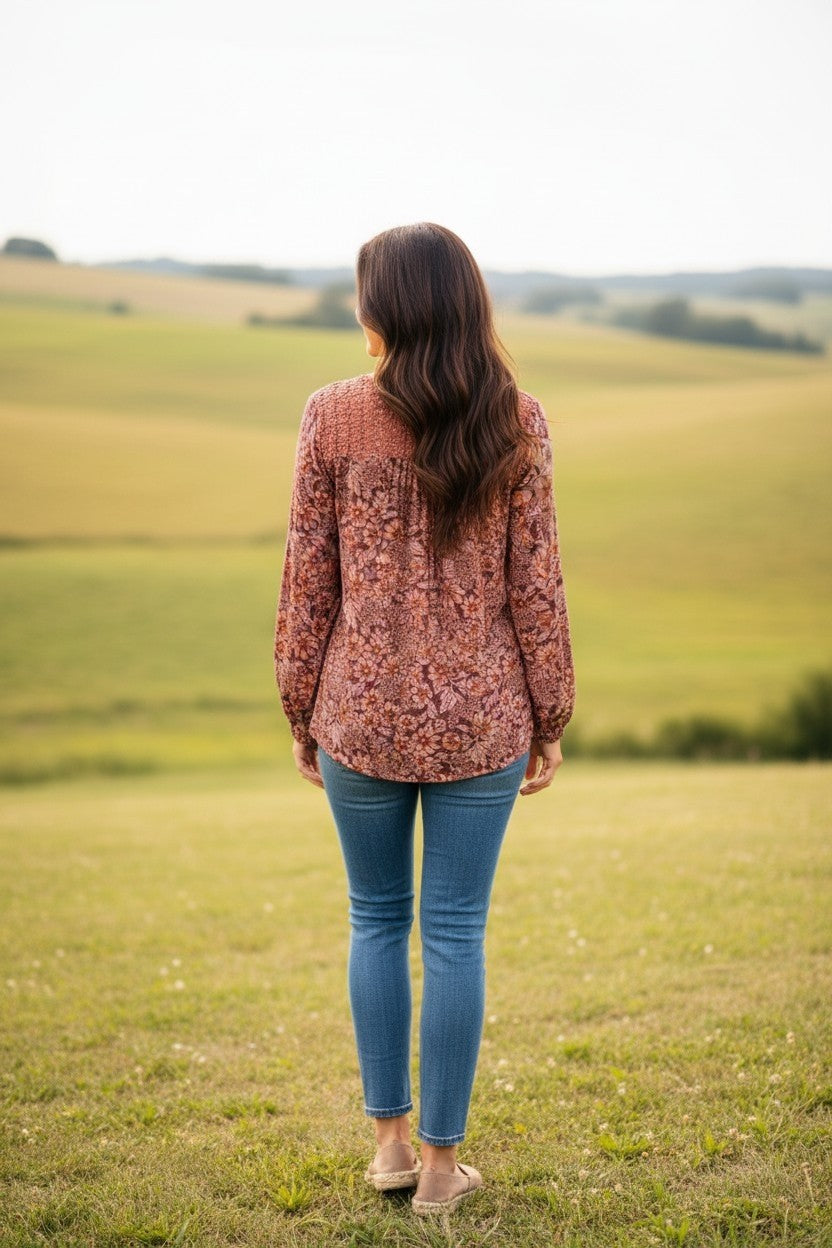 Floral Top with Lace Detail