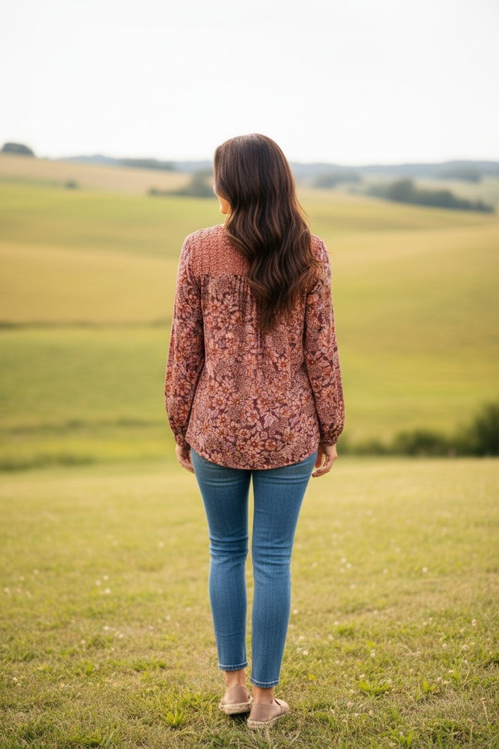 Floral Top with Lace Detail