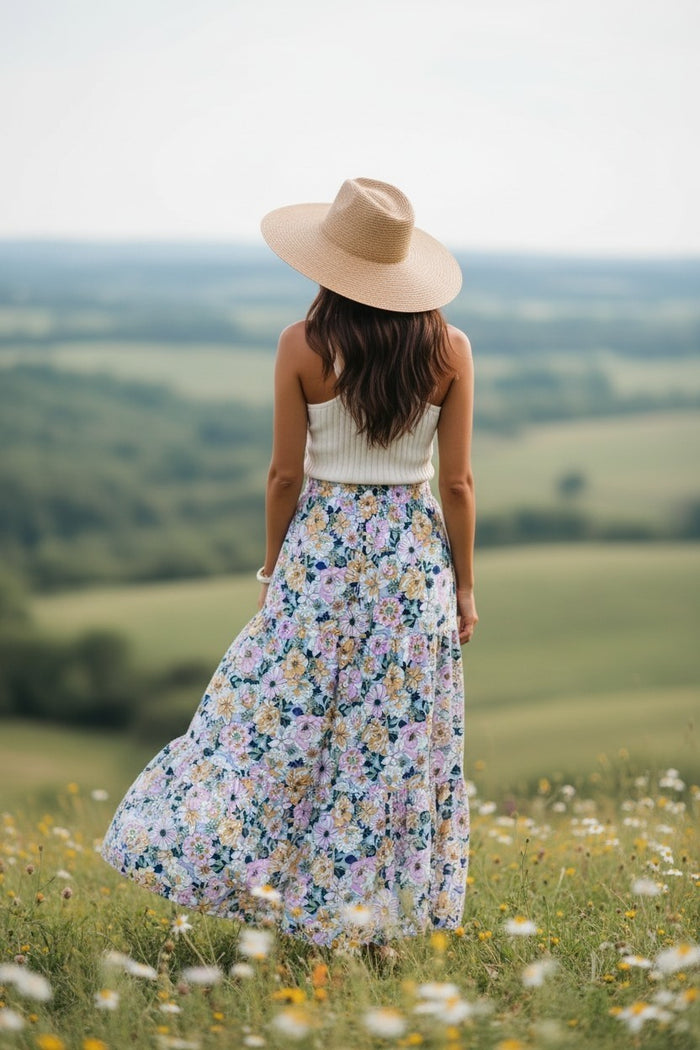 Retro Flower Patterned Skirt