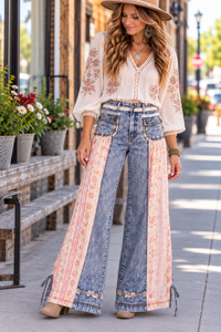 POL denim patchwok pants