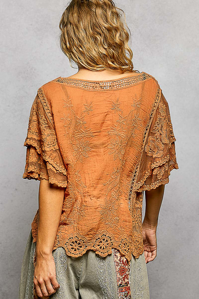 Vintage Crochet Short Sleeve Top