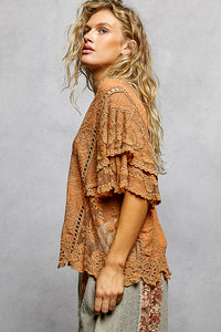 Vintage Crochet Short Sleeve Top