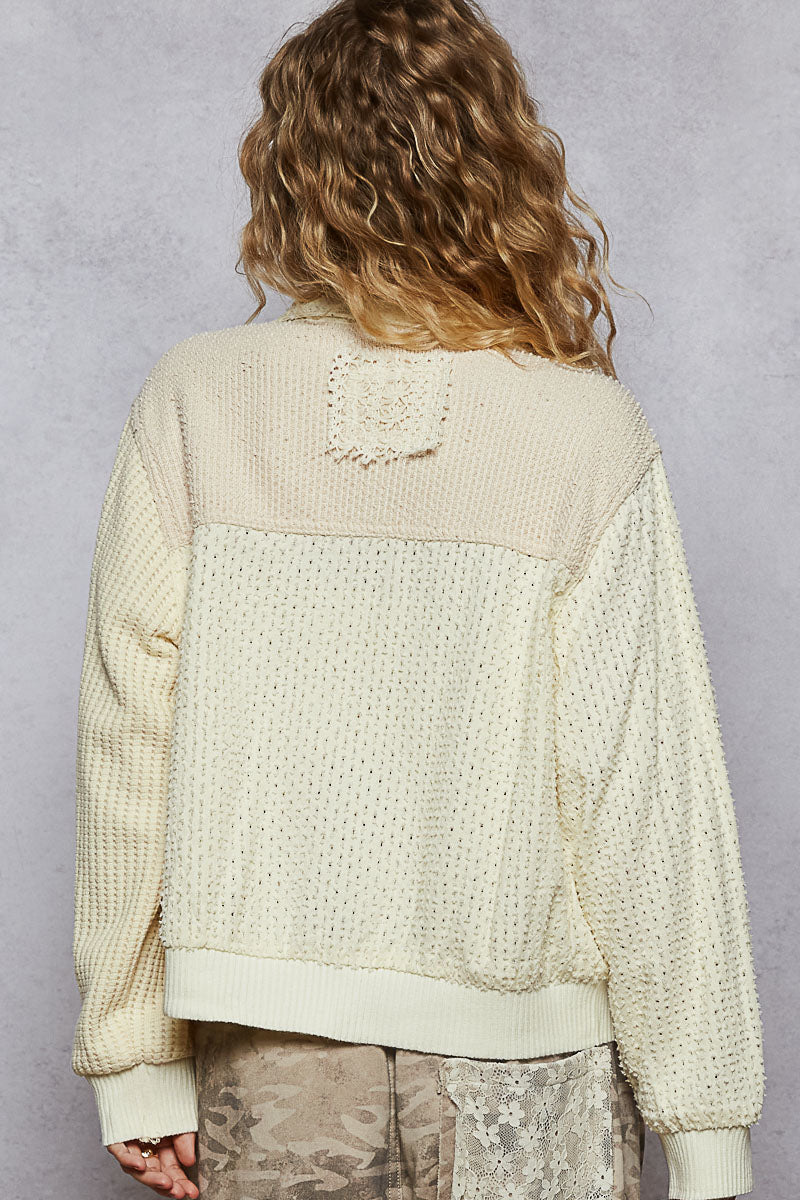 Vintage Washed Crochet Patch Twill Jacket