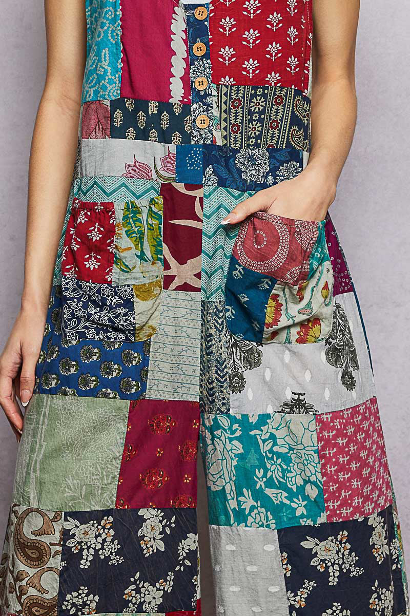 Sleeveless Patchwork Jumpsuit