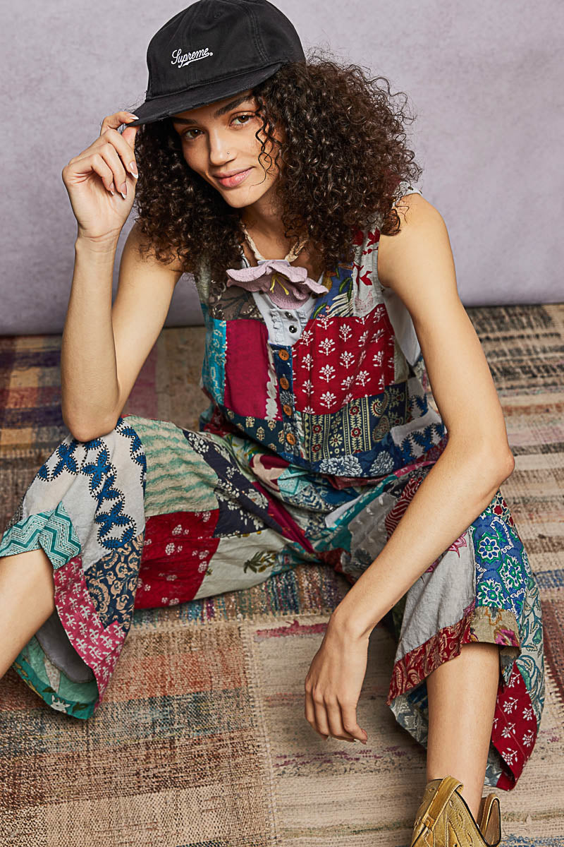 Sleeveless Patchwork Jumpsuit