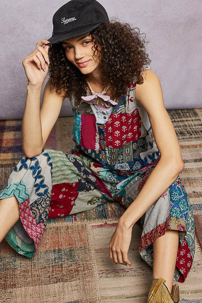 One of a kind sleeveless patchwork jumpsuit