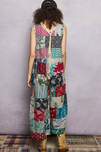 Sleeveless Patchwork Jumpsuit