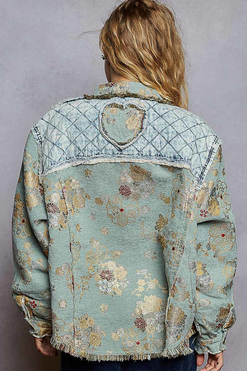 Vintage Washed Woven Denim Patch Jacket