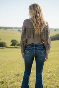 Solid Shirt with Fringe Back Design