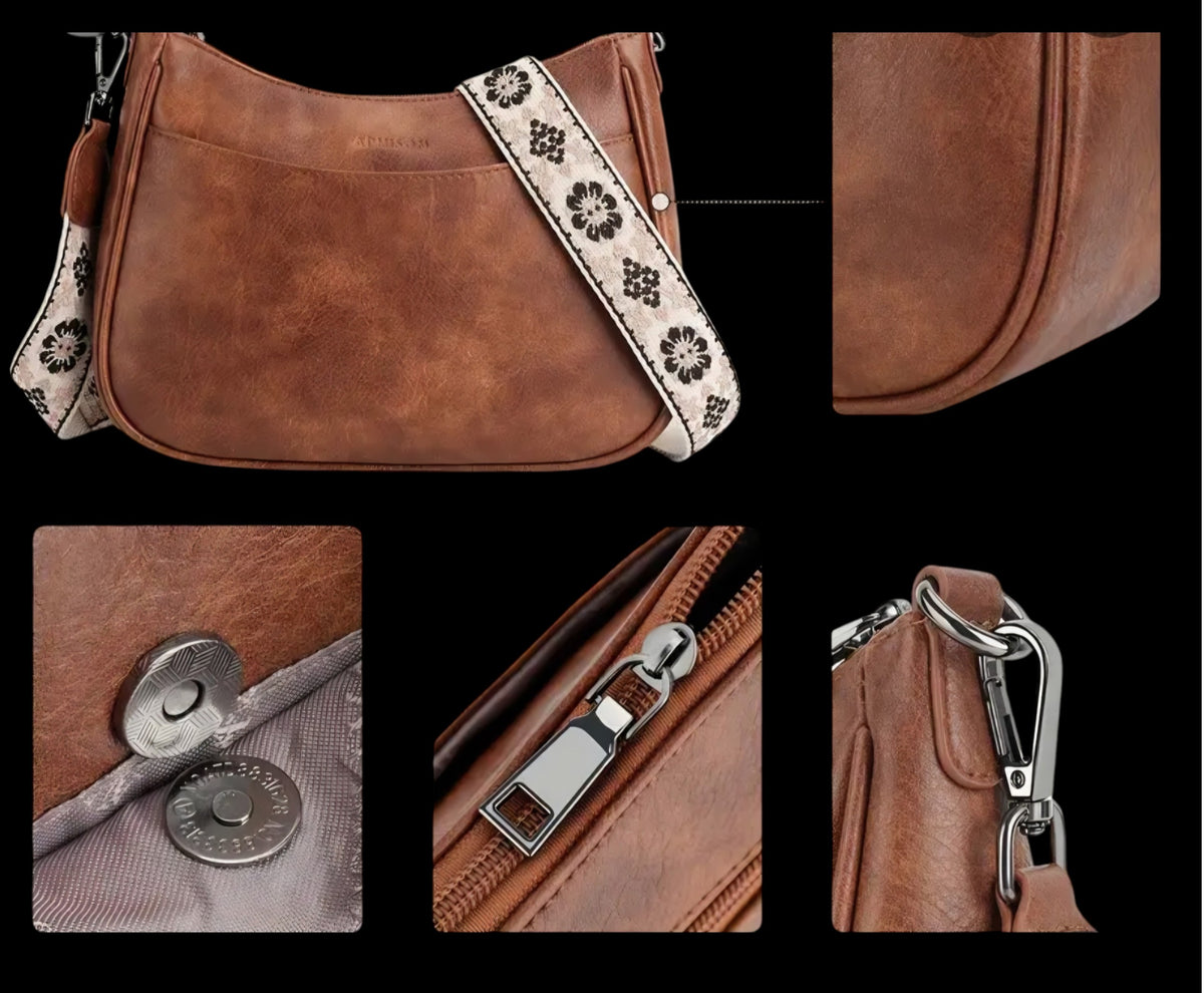 Crossbody Purse with Patterned Strap