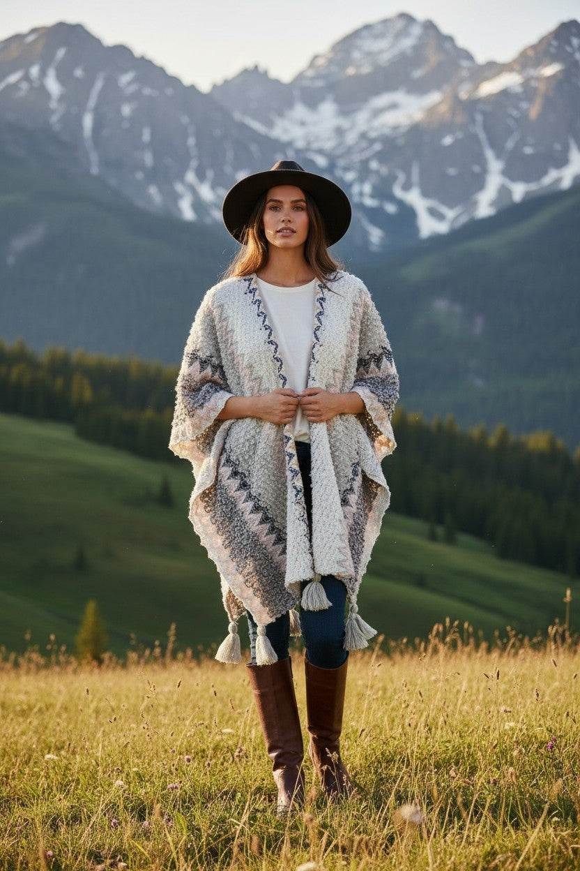 Knitted Chevron Pattern Spring Shawl