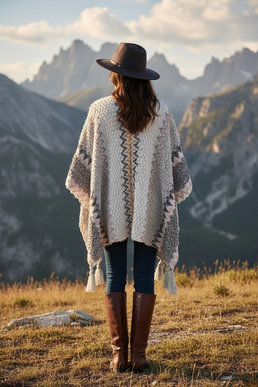 Knitted Chevron Pattern Spring Shawl