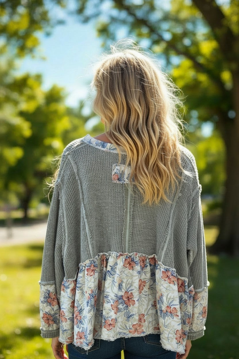 Green & Floral Top