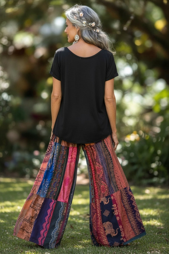 Multi Print Belted Palazzo Pant