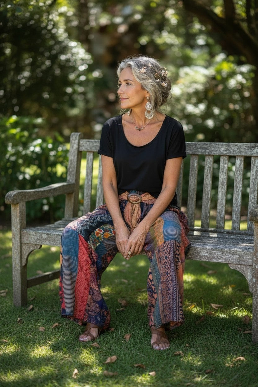 Multi Print Belted Palazzo Pant