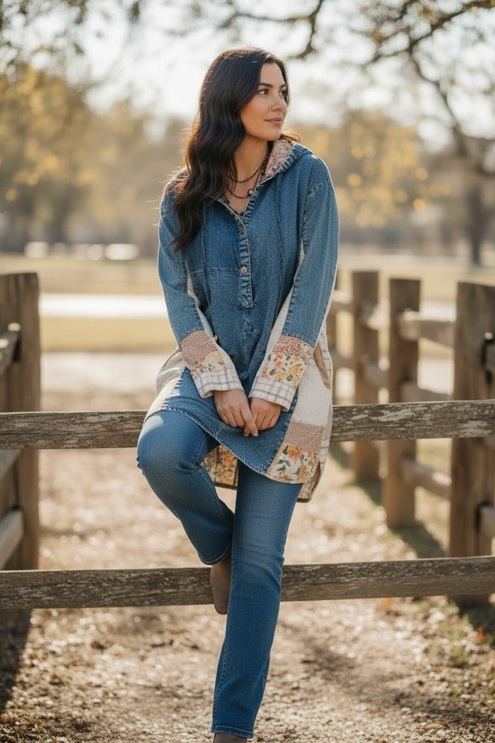 Boho Hooded Patchwork Top