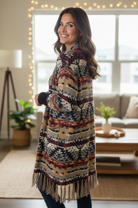 Aztec Bohemian Open-Front Cardigan