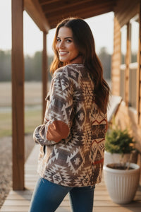 Aztec Shacket with Corduroy Elbow Patch