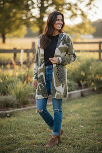 Eyelash Camo Cardigan