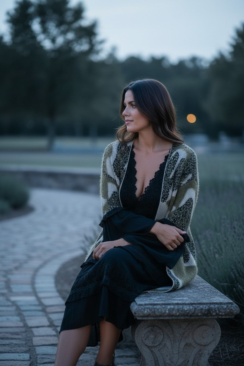 Eyelash Camo Cardigan