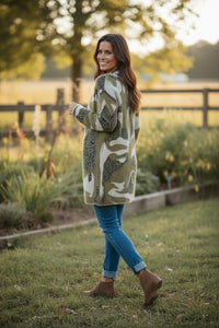 Eyelash Camo Cardigan