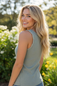 Sage Sequin V-Neck Tank