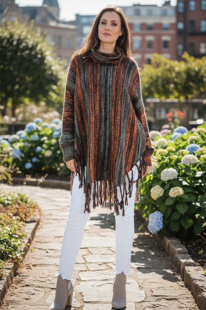Turtle Neck Poncho with Sleeves