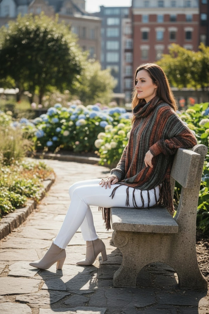 Turtle Neck Poncho with Sleeves