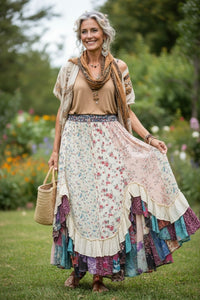 Boho Asymmetrical Midi Skirt
