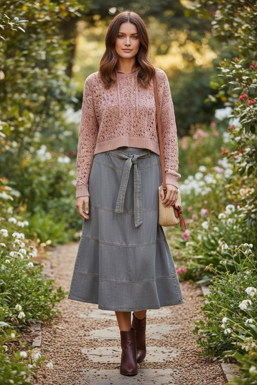Belted Grey Skirt